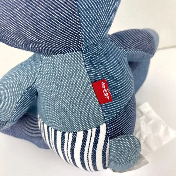 Set of 2-LEVIS Limited Edition Patchwork Teddy Bear Plush Denim Blue NWT - Picture 6 of 9